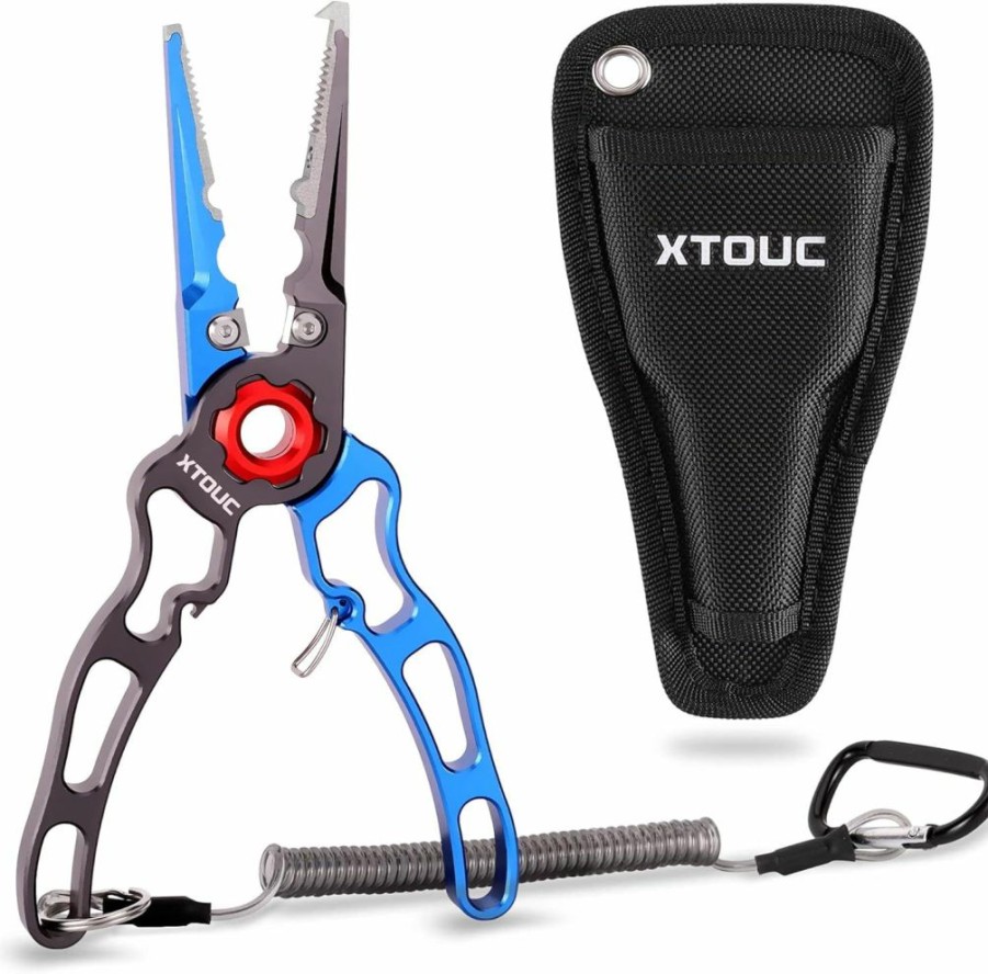 XTOUC | Xtouc Fishing Pliers, Titanium Alloy Clamp Head Fishing Gear,Saltwater Resistant Fishing Tools, Hook Remover Braid Line Cutting And Split Ring Pliers, With Sheath And Lanyard