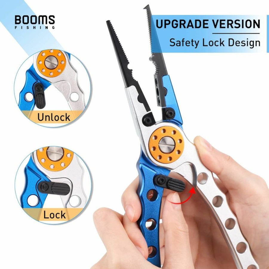 Booms Fishing | Booms Fishing X1 Aluminum Fishing Pliers Saltwater, Surf Fishing Tackle Kit, Fishing Multitool Hook Remover Braided Fishing Line Cutting And Split Ring With Coiled Lanyard And Sheath