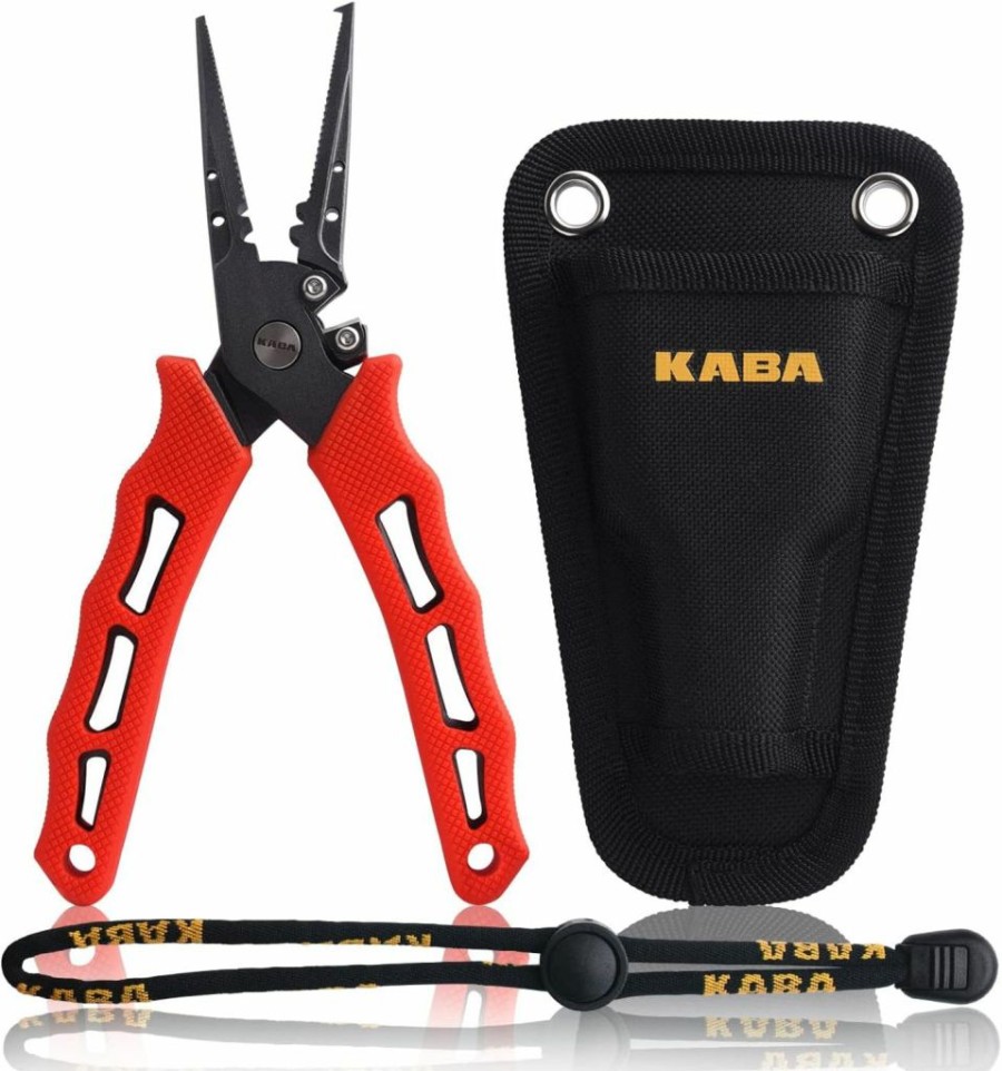 kaba | Kaba Fishing Pliers Stainless Steel Hook Removers Crimper Saltwater Split Ring Tool Fishing Gear Line Cutters With Lanyard And Sheath