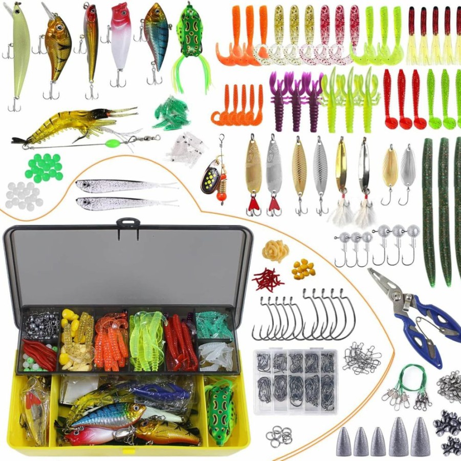 RUIZHE | Fishing Lures Baits Tackle Including Animated Lure/Crankbaits/Spinnerbaits/Plastic Worms/Jigs/Topwater Lures/Hooks/Tackle Box And Fishing Lures Kit Set,321Pcs Fishing Lure Tackle