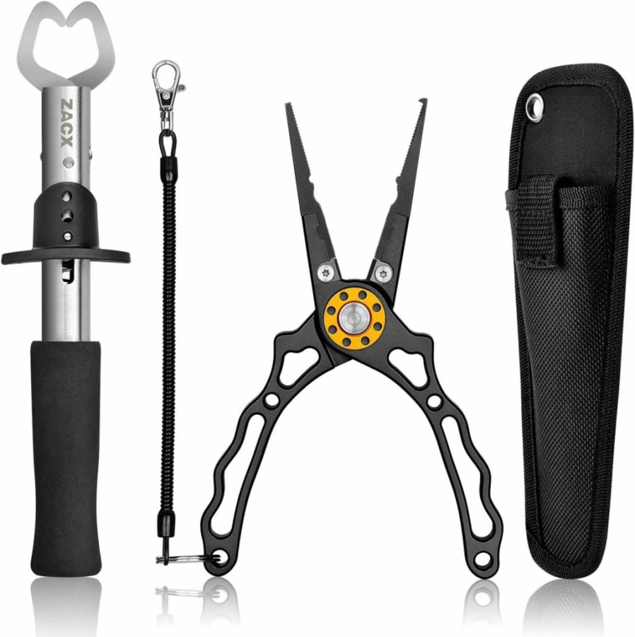 ZACX | Zacx Fishing Pliers, Fish Lip Gripper Upgraded Muti-Function Fishing Pliers Hook Remover Split Ring,Fly Fishing Tools Set,Ice Fishing,Fishing Gear,Fishing Gifts For Men (Package B)