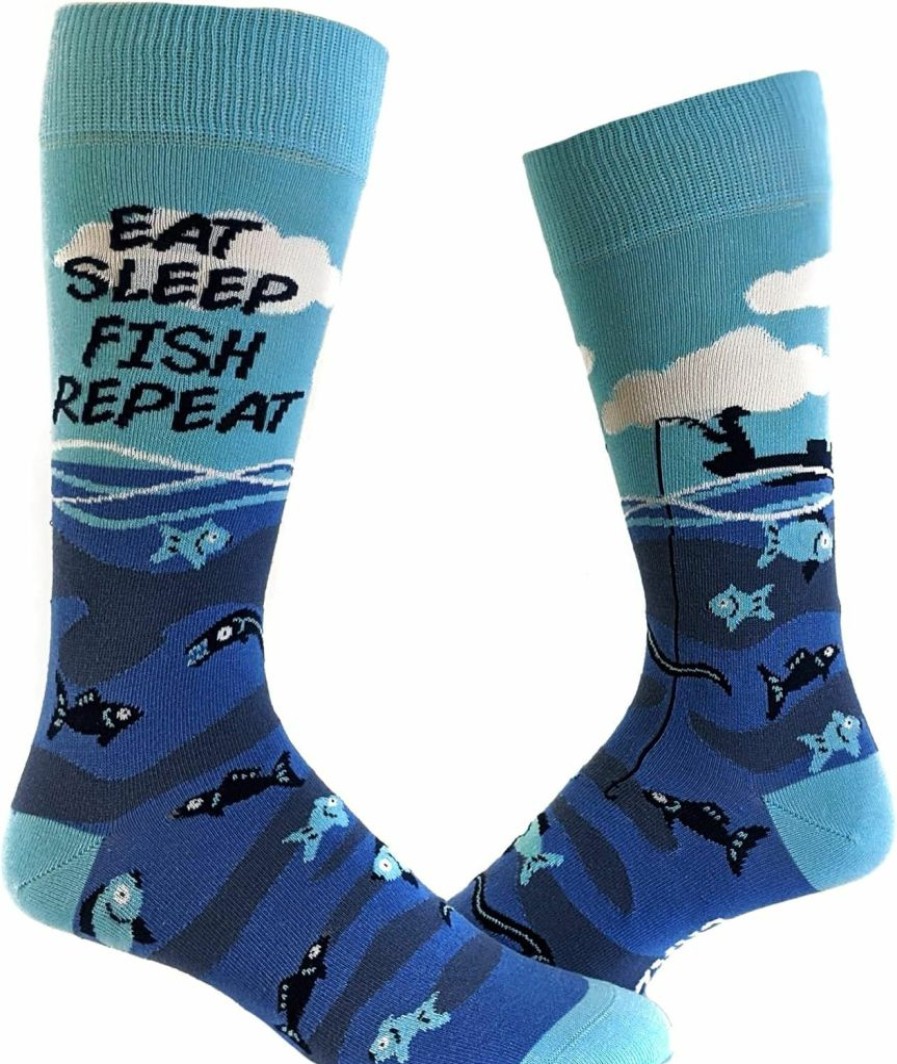 Crazy Dog T-Shirts | Mens Eat Sleep Fish Repeat Socks Funny Cool Novelty Fishing Crazy Gift Idea For Dad