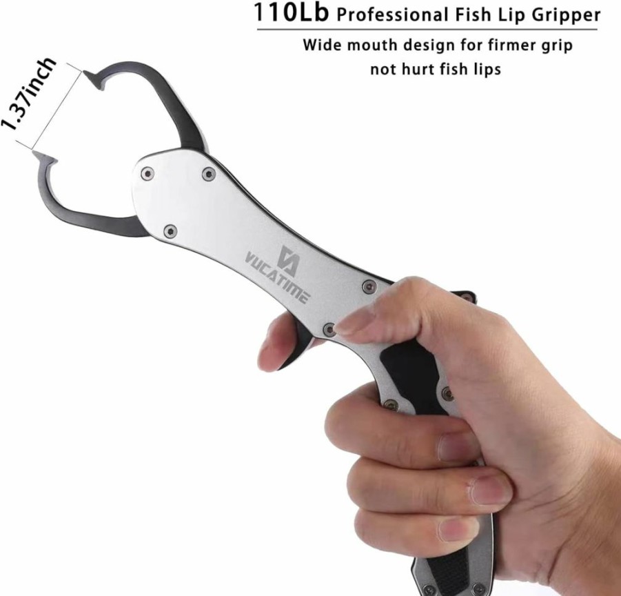 VUCATIME | Vucatime Fish Lip Gripper, 110 Pound Professional Heavy Duty Fish Grabber Gripper, Aluminium Fish Gripper Saltwater, Lip Grippers Fishing, Fishing Pliers, Fishing Gripper With Lanyard