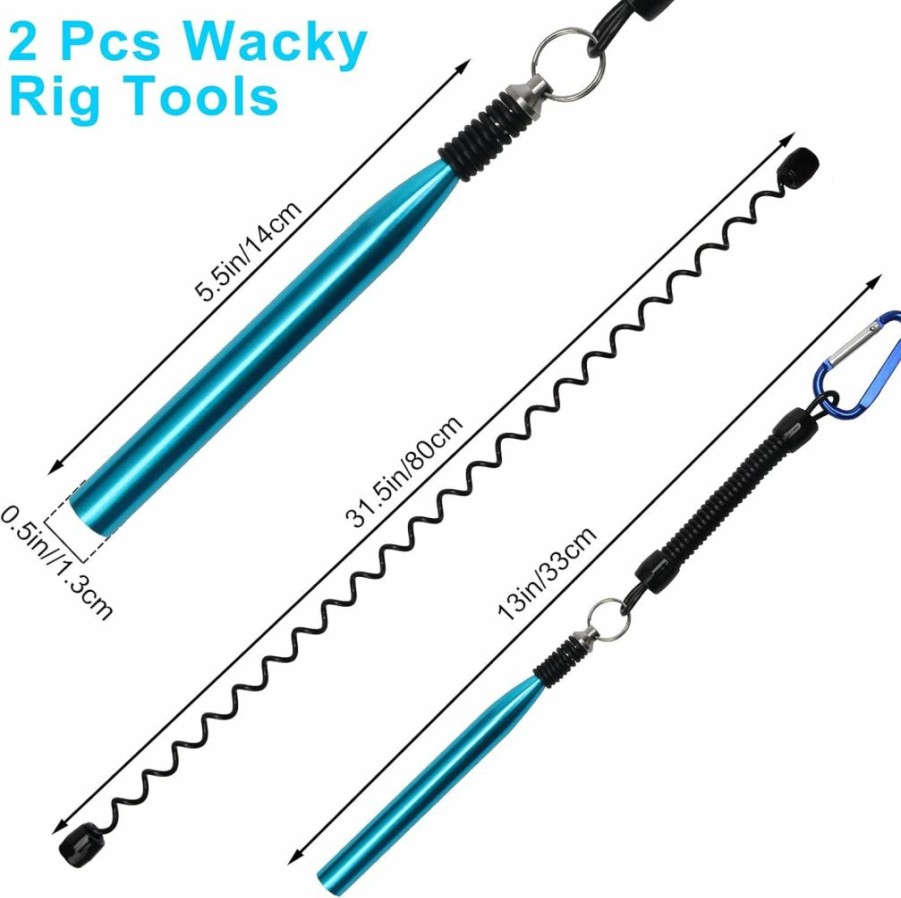 Luxiv | Wacky Rig Tools 2 Pcs With 320 Pcs Wacky O-Rings, Luxiv Wacky Worm Tools For Fishing Worm Rig Tool Kits Fishing Rigging Tool For Clip Baits Tools With Keychain