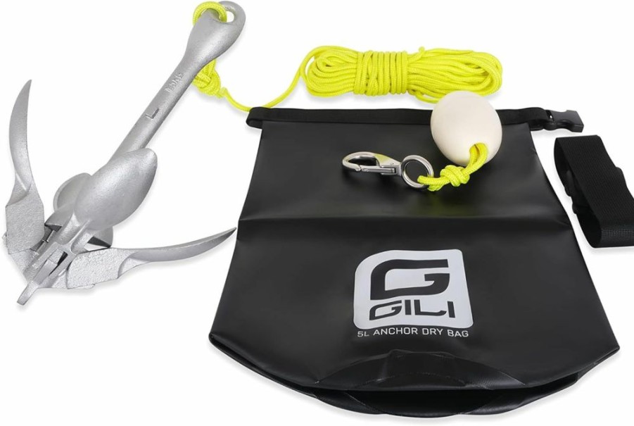 GILI | Gili Kayak Anchor And Paddle Board Anchor Kit, 3.5 Lb Folding Anchor With 40-Ft Rope And 5L Storage Bag