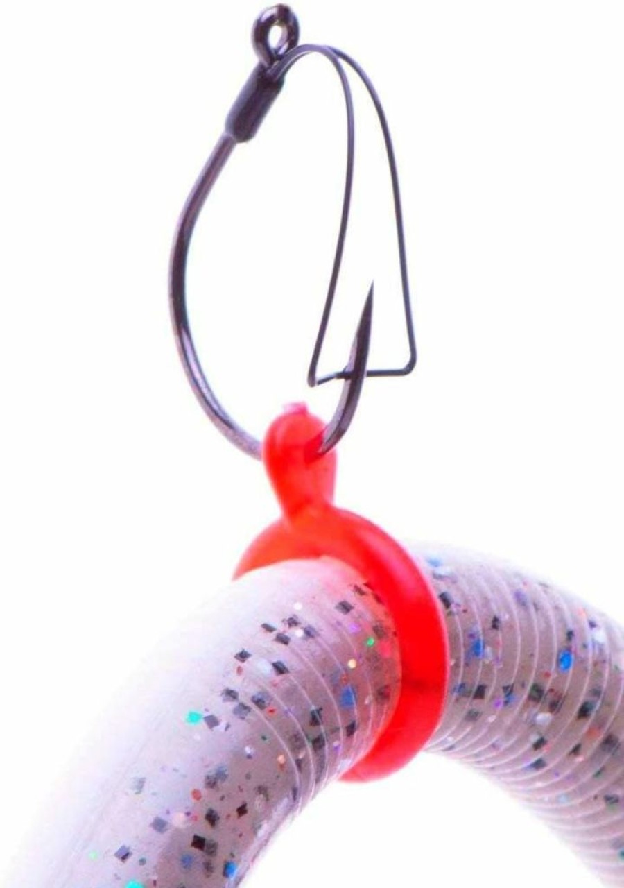 REAL FISH | Sink-O-Ring Wacky Rig Kit O Ring No Tool Needed Use Senko Worms Fishing Hooks O-Rings Easy To Rig Saves Time And Money (1/4\", 3/8\" Or 5/8\" Red)