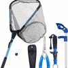 Bombrooster | Bombrooster 4Pc Kayak Fishing Tool Kit - Foldable Fishing Landing Net, Fish Grips, Pliers, Hook Remover Set For Fishermen