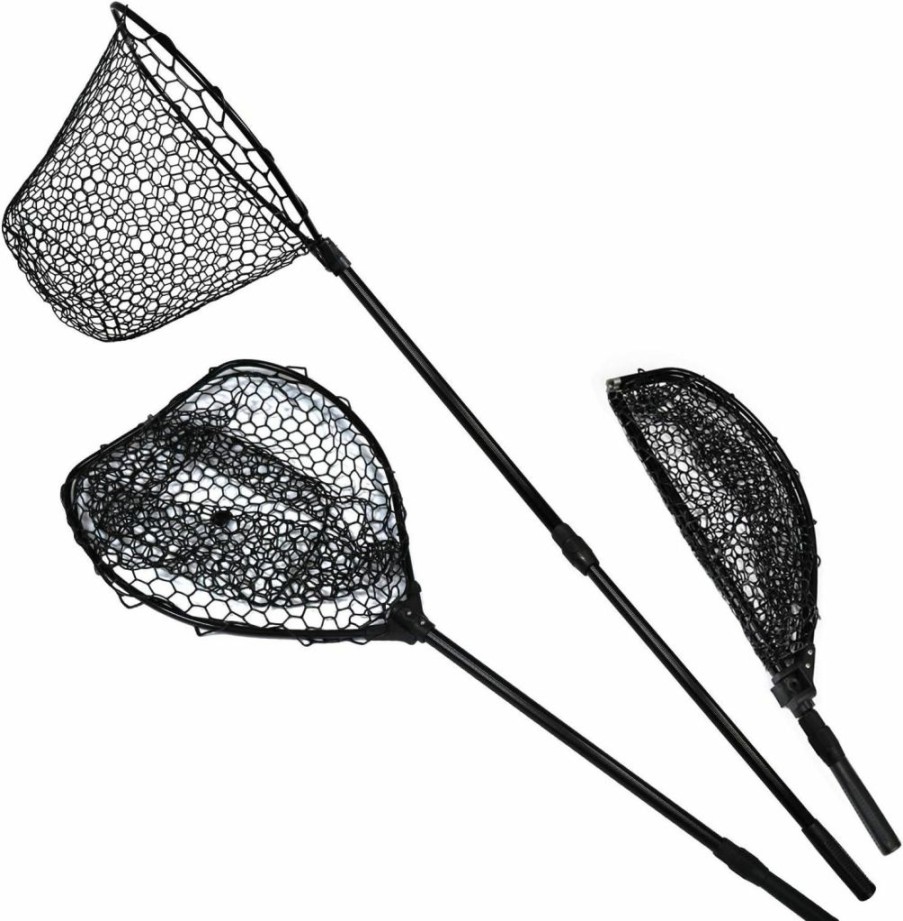 Fiblink | Fiblink Fishing Landing Net Tangle Free Silica Gel Net Foldable Collapsible Telescopic Pole Handle