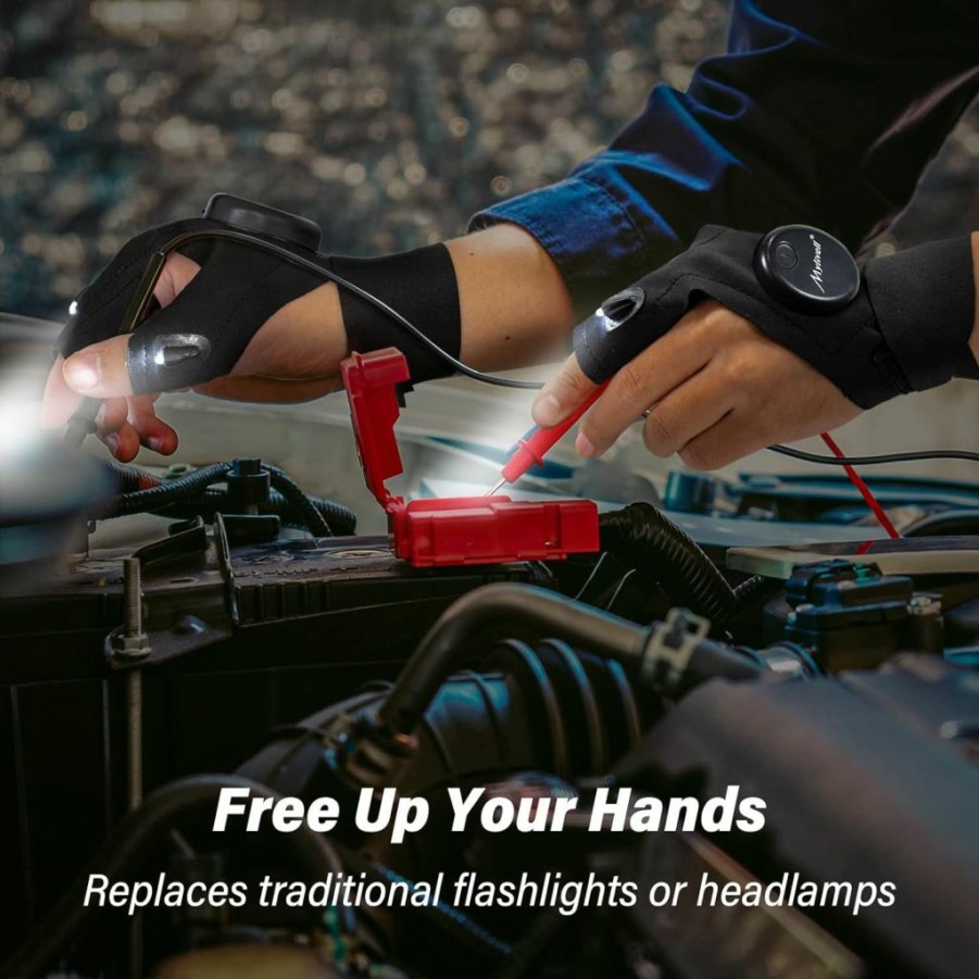 Mylivell | Mylivell Led Flashlight Gloves Stocking Stuffers Christmas Birthday Gifts For Men Dad Father Boyfriend Husband, Unique Cool Gadgets Tools For Repairing Fishing Camping For Him Who Have Everything