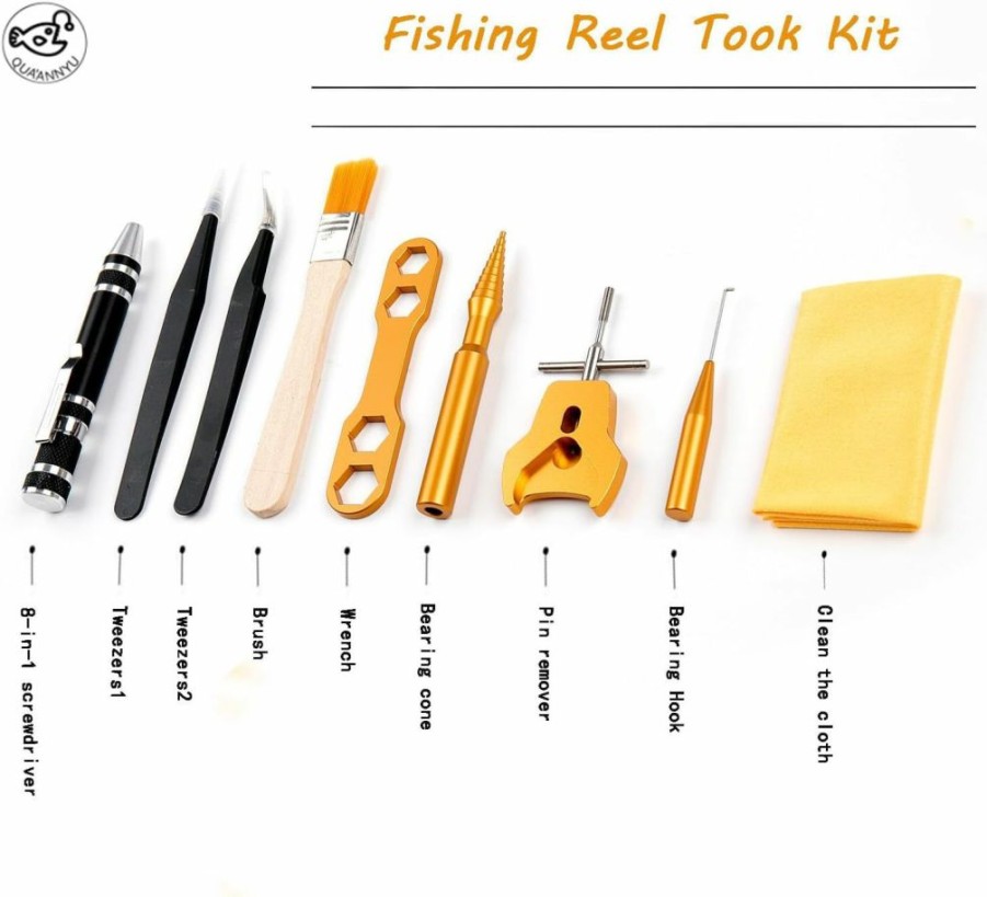 Generic | Qua'Annyu Fishing Reel Cleaning Kit |Fishing Reel Maintenance Kit | Fishing Reel Care Kit | Fishing Rod Repair Kit | Spool Pin Remover Spool Pin Tool