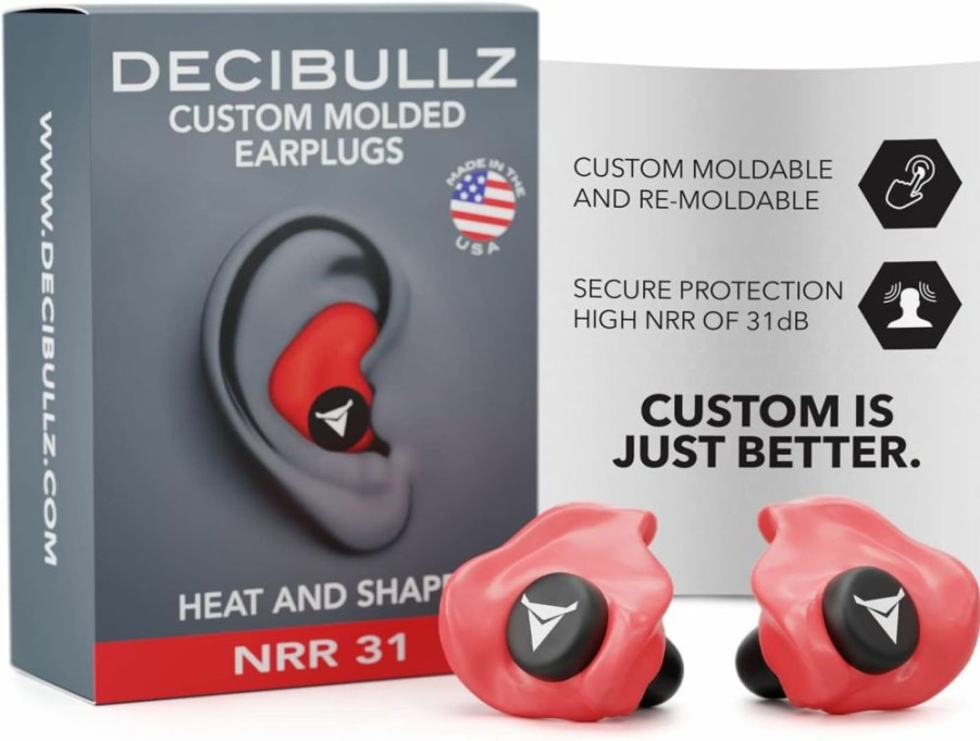 Decibullz | Decibullz - Custom Molded Earplugs, 31Db Highest Nrr, Comfortable Hearing Protection For Shooting, Travel, Swimming, Work And Concerts (Black)