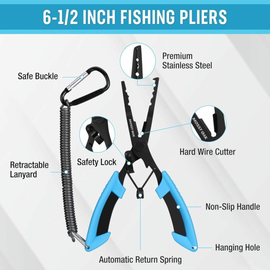 Mossy Oak | Mossy Oak 2Pcs Fishing Tools Kit- Fishing Plier, Fish Lip Gripper, Multifunctional Fishing Hook Remover With Lanyards Sheath, Saltwater Resistant Fishing Accessories & Equipment, Fishing Gifts For Men