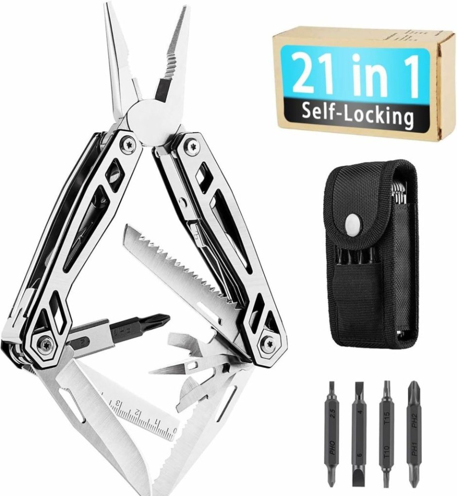 WETOLS | Wetols Multitool, Gifts For Men, 21-In-1 Multi-Tools, Hard Stainless Steel Multi-Pliers, Foldable & Self-Locking, Multi-Pliers Used As Knife, Bottle Opener, Screwdriver, Sickle Etc, We-182…