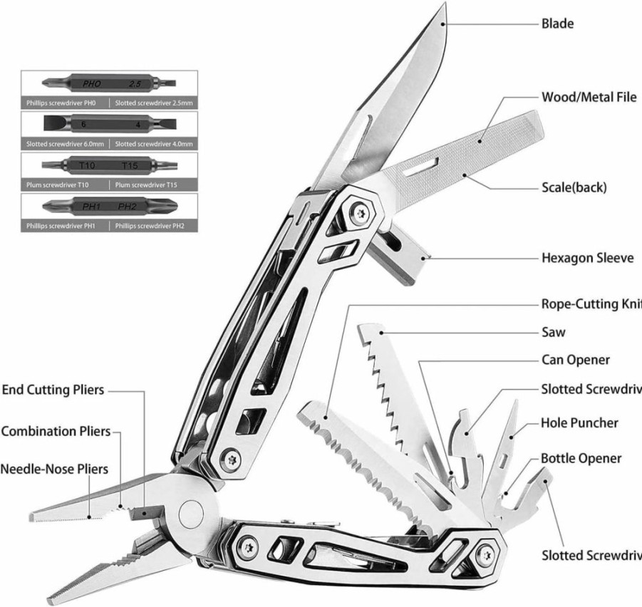 WETOLS | Wetols Multitool, Gifts For Men, 21-In-1 Multi-Tools, Hard Stainless Steel Multi-Pliers, Foldable & Self-Locking, Multi-Pliers Used As Knife, Bottle Opener, Screwdriver, Sickle Etc, We-182…