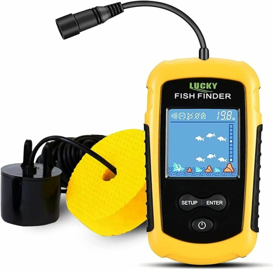 LUCKY | Lucky Kayak Portable Fish Depth Finder Water Handheld Fish Finder Sonar Castable Kayak Boat Fishfinder Transducer Fishing Lcd Display Ffc1108