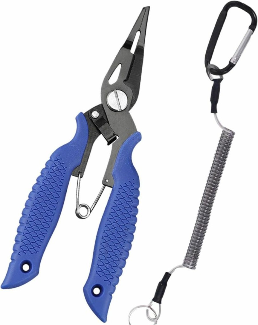 Pasanhoo | Pasanhoo Fishing Pliers Saltwater Split Ring Pliers Hook Remover Line Cutter Clippers Stainless Steel Multifunction With Locks Lanyards Removals Titanium Coating Fishing Gear Tackle Supplies