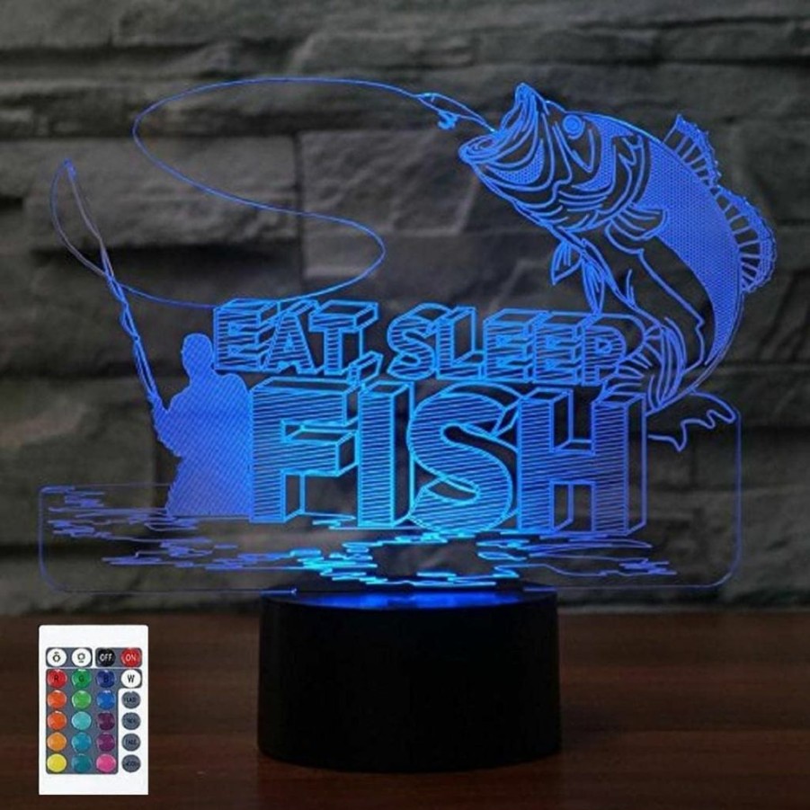 FXUS | Fxus 3D Go Fishing Night Light Powered Remote Control Touch Switch 16 Color Change Led Table Desk Lamp Home Decoration Toy Birthday Xmas Kid Children Gift