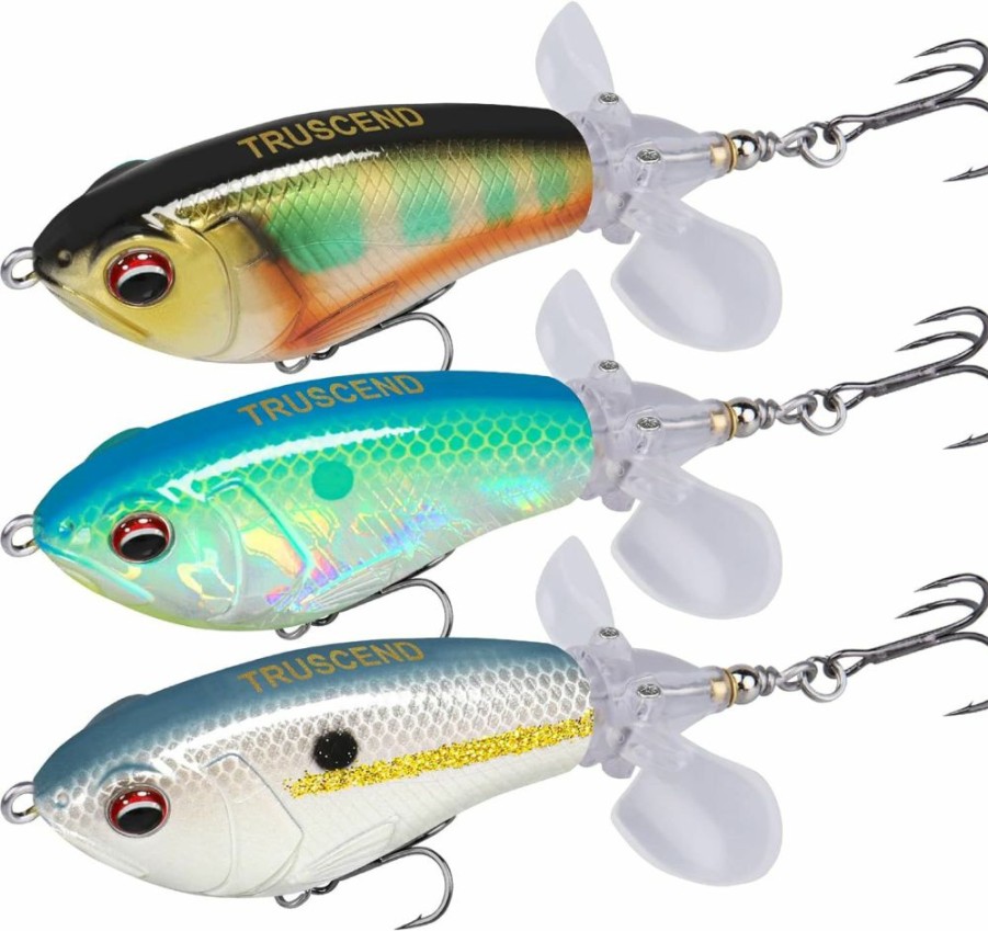 TRUSCEND | Truscend Top Water Fishing Lures With Bkk Hooks, Whopper Fishing Lures For Freshwater Or Saltwater, Floating Lure For Bass Catfish Pike, Fishing Wobble Surface Bass Bait Teasers Fishing Gifts For Men