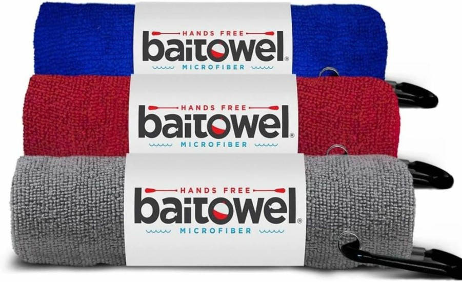 baitowel | Bait Towel 3 Pack Fishing Towels With Clip, Plush Microfiber Nap Fabric, 16X16, The Original Bait Towel Value 3 Pack