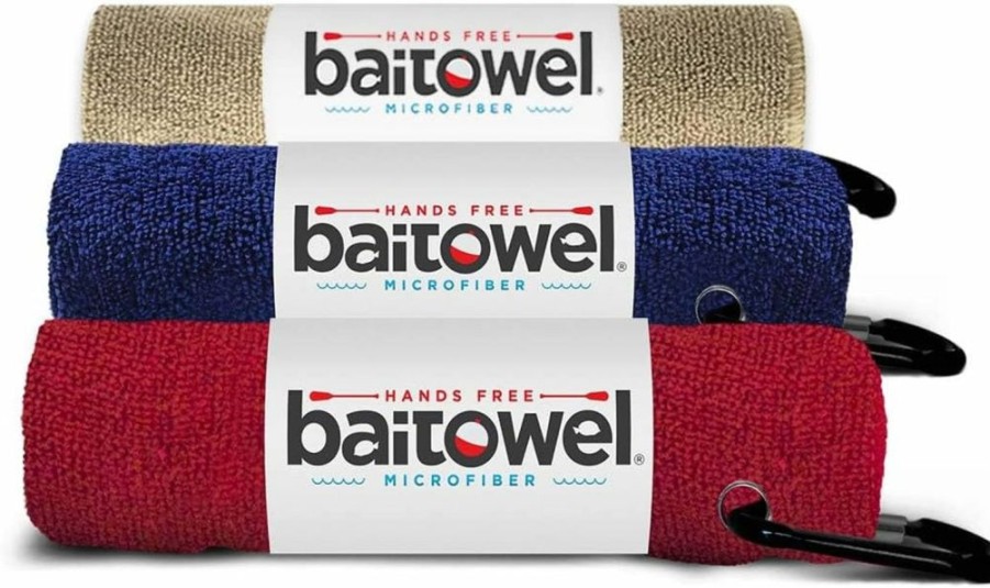 baitowel | Bait Towel 3 Pack Fishing Towels With Clip, Plush Microfiber Nap Fabric, 16X16, The Original Bait Towel Value 3 Pack