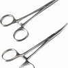 SURGICAL ONLINE | Surgical Online Versatile Angling Tools With 2Pc 5 Inch Fishing Forceps Set - Stainless Steel, Curved & Straight Hemostats, Serrated Jaws, Locking Mechanism, And Lightweight Design