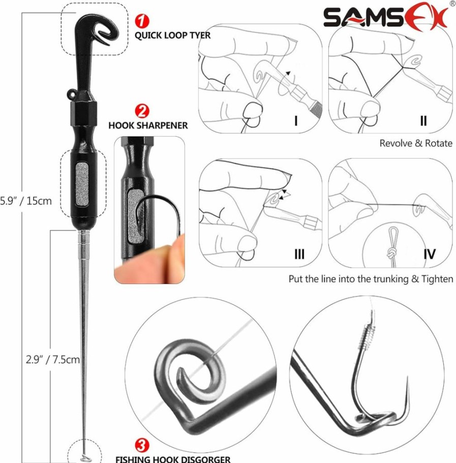 SAMSFX | Samsfx Fishing Knot Tying Tool, Quick Loop Tyer, Hook Remover, Hair Rig Tying Tool And Zinger Retractors