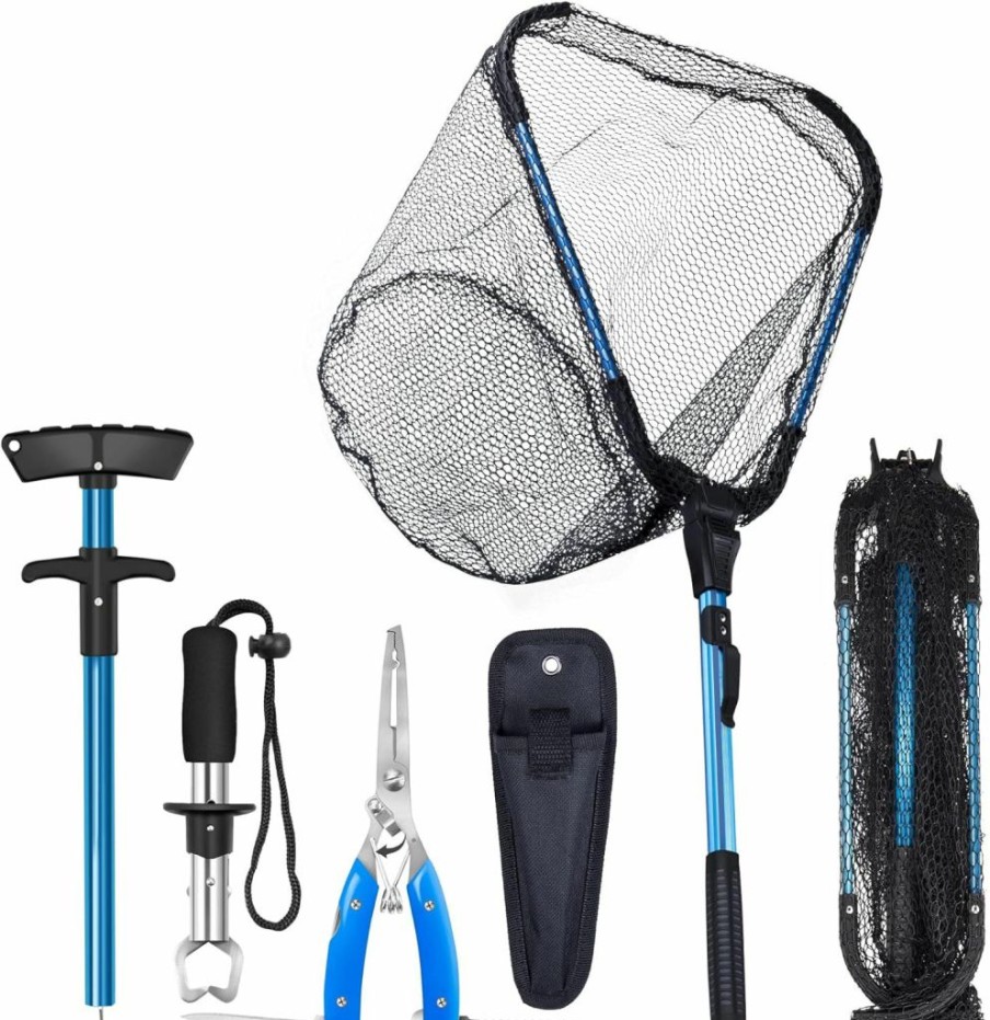 Bombrooster | Bombrooster Fishing Landing Net, Pliers, Hook Remover, Fish Gripper Kit,Kayak Accessories For Fishermen