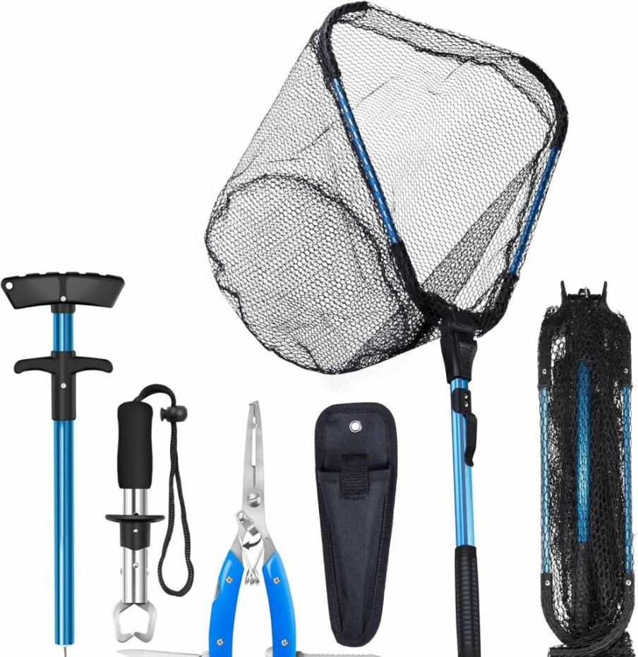 Bombrooster | Bombrooster Fishing Landing Net, Pliers, Hook Remover, Fish Gripper Kit,Kayak Accessories For Fishermen