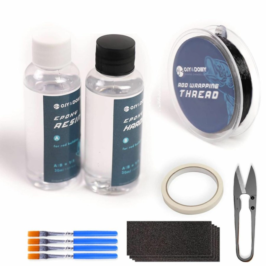 OJYDOIIIY | Ojy&Doiiiy Fishing Rod Repair Kit, Rod Building Kit And Supplies Including Fishing Rod Epoxy Glue 2 Oz,Wrapping Thread And Clipper,Masking Tape