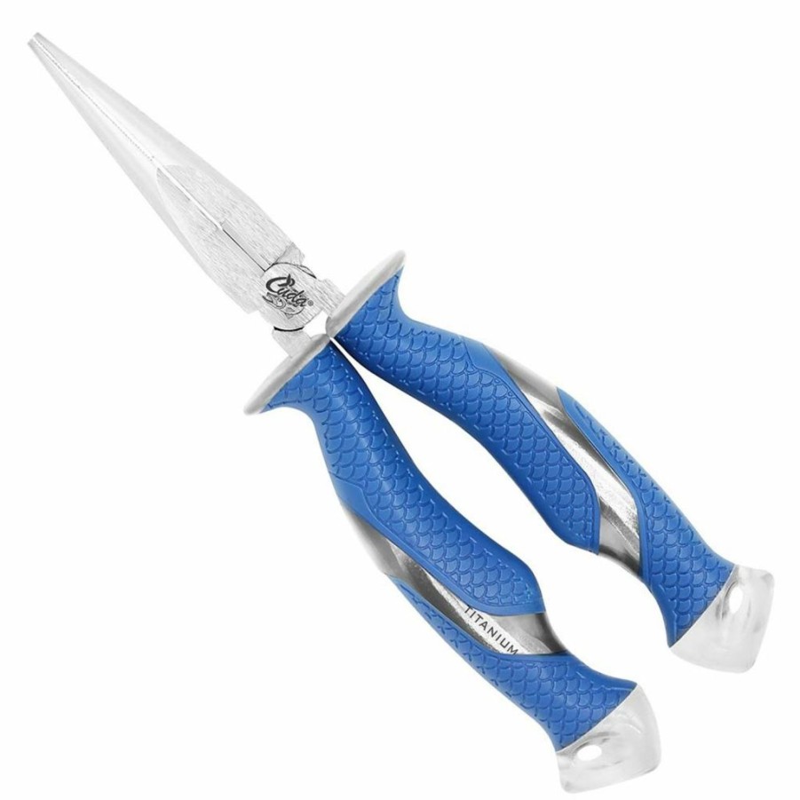 Cuda | Cuda 8.75-Inch Needle Nose Fishing Pliers With Integrated Titanium Wire And Mono Cutters, Blue, (18828)