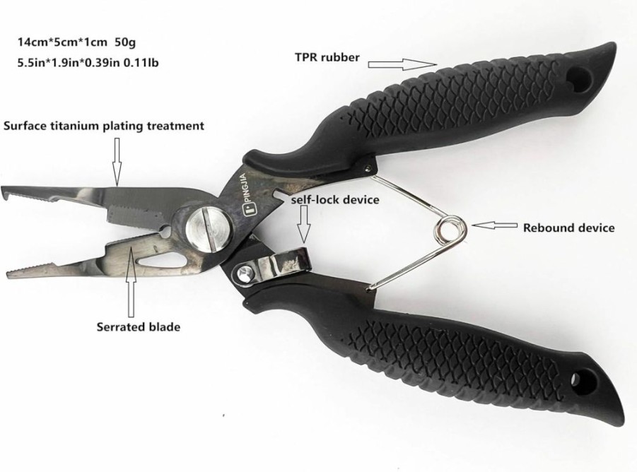 PINGJIA | Pingjia Flp01 14Cm, Fishing Pliers - Versatile Stainless Steel Fishing Tool With Titanium Plating