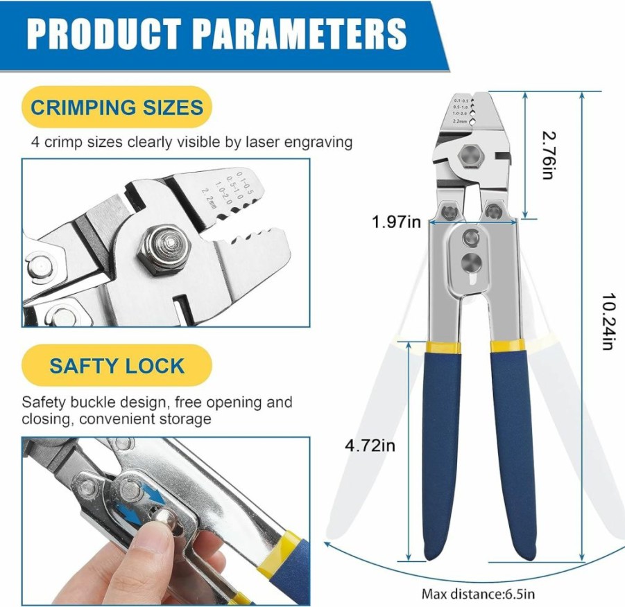 SILANON | Fishing Crimping Tool Kit,Stainless Steel Fishing Crimping Pliers Wire Rope Crimping Tool With 430Pcs 5 Sizes Aluminum Copper Barrel Crimp Sleeves Beads Set,4 Crimping Sizes