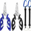 OXDFNZU | Oxdfnzu Fishing Pliers, Stainless Steel Fish Hook Remover 2Pcs, Multi-Function Fishing Line Cutter Split Ring Opener, Fishing Braid Scissors Gear Accessories Fish Gripper With Lanyard Fly Fishing Tool