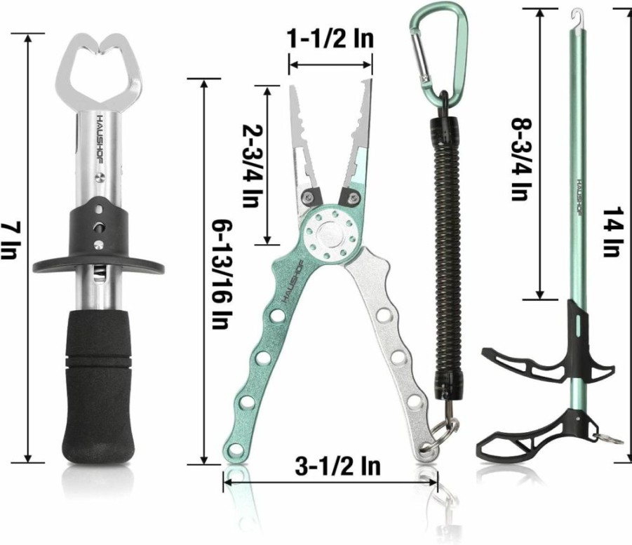 HAUSHOF | Haushof Fishing Tool Kit, Stainless Steel Fish Lip Gripper, Aluminum Fishing Pliers With Sheath, Fish Hook Remover With Safety Coiled Lanyard