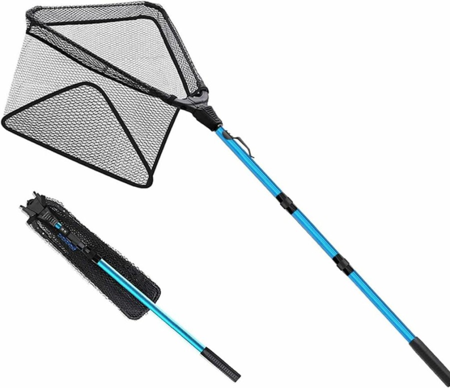 SAN LIKE | San Like Fishing Net Fish Landing Net Collapsible Fish Net With Anti-Slip Telescoping Rubber Pole Handle For Kids Adults In Saltwater Freshwater Multi-Size Extending To 37/42/43/51/69/71/89/98Inch