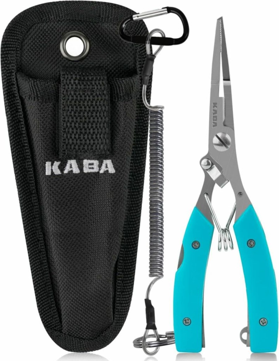 kaba | Kaba Fishing Pliers 6.5" Saltwater Hook Removers Crimper Split Ring Tool Fishing Gear Line Cutters With Safety Lock And Sheath