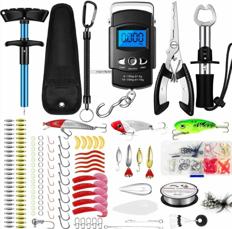 Ainoli | Fishing Tool Kit Fishing Gear And Equipment For Beginners, Fishing Pliers Kit, Fish Hook Remover Tool, Fishing Lip Gripper Set, Digital Fish Scale, Fishing Lanyards And Fishing Lures Accessories