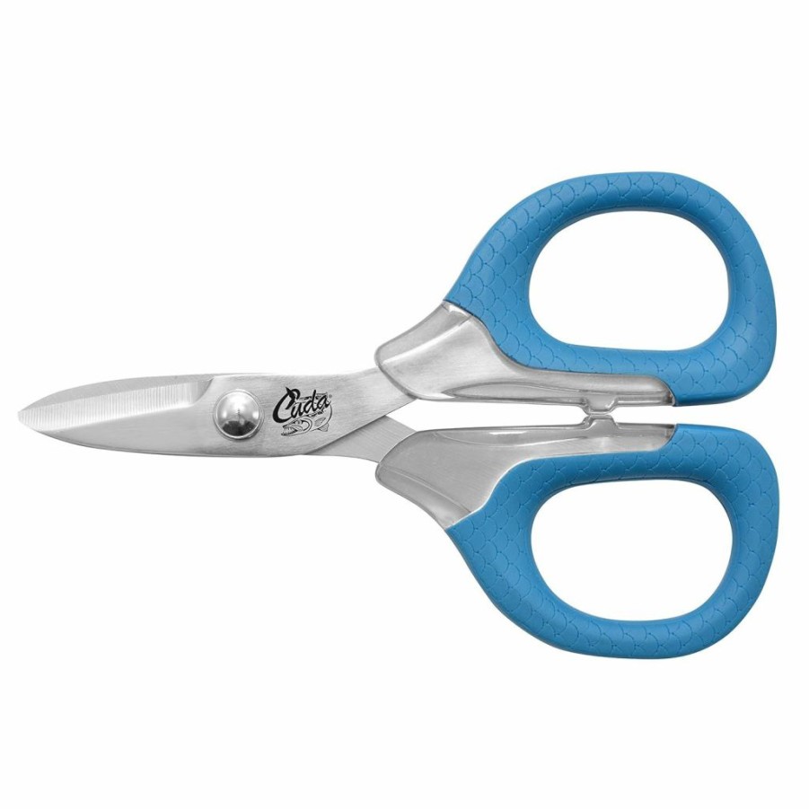 Cuda | Cuda 5.5-Inch Titanium-Bonded Fishing Scissors For Braided Line & Mono Line With Micro Serrated Edges (18362), Blue