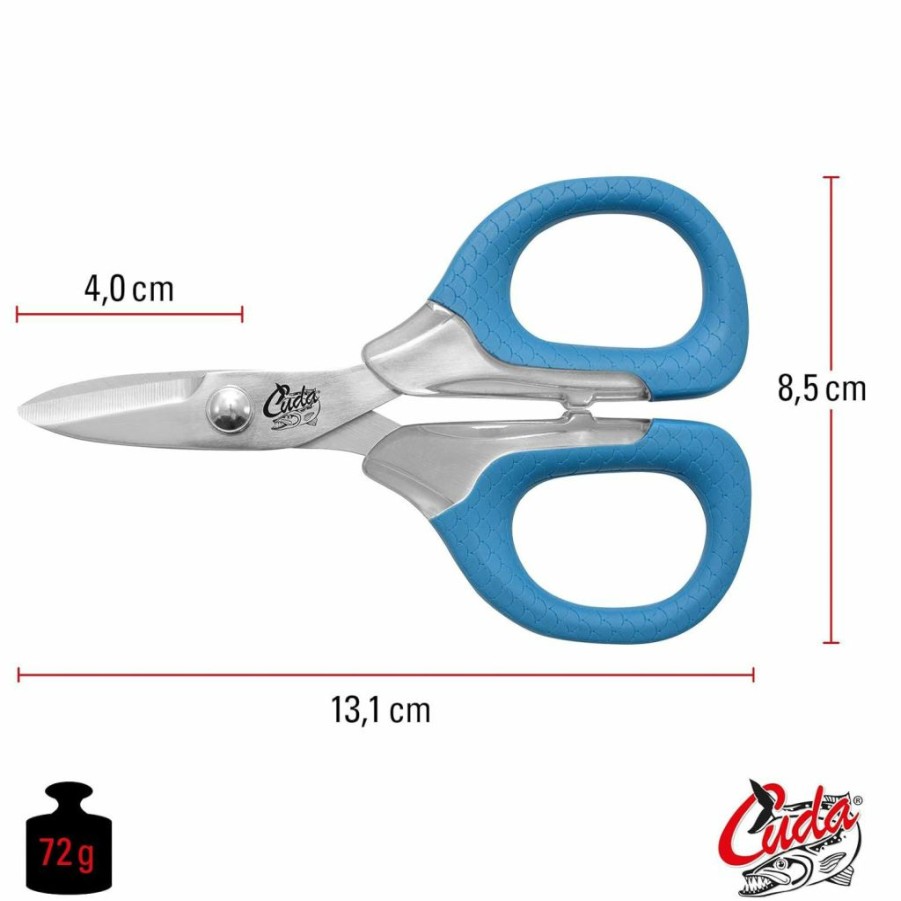 Cuda | Cuda 5.5-Inch Titanium-Bonded Fishing Scissors For Braided Line & Mono Line With Micro Serrated Edges (18362), Blue