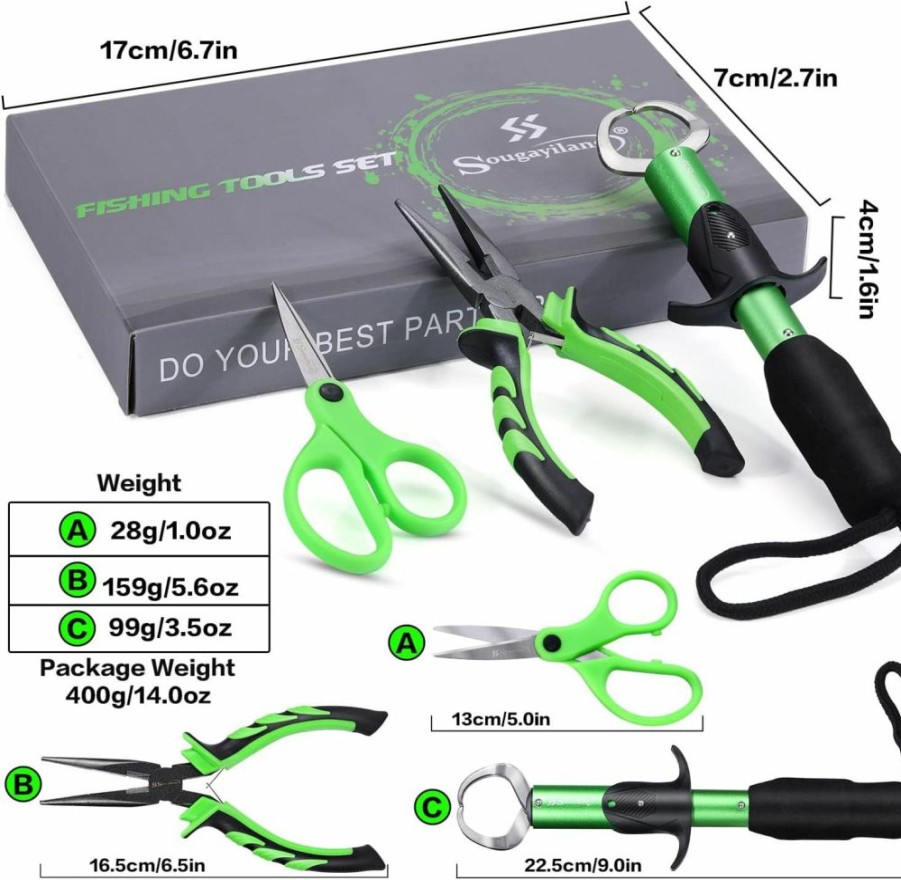 Sougayilang | Sougayilang Fishing Pliers 3 In 1 Fishing Tool Kit, With Fish Lip Gripper, Fishing Line Scissors