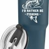 Panvola | Panvola I'D Rather Be Fishing Fisherman Tumblers Fishing Gifts To Husband Dad Grandpa Boyfriend Vacuum Insulated Tumbler 30 Oz Blue