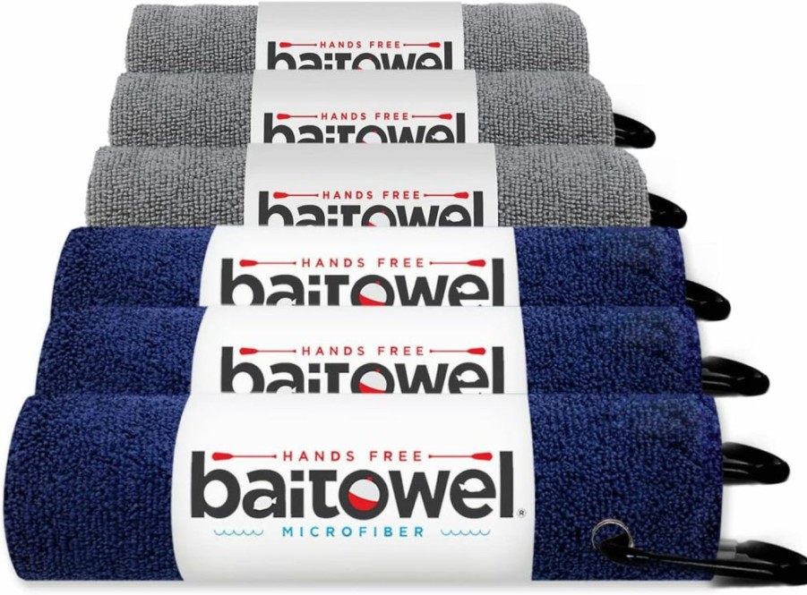 baitowel | Bait Towel 6 Pack Black Microfiber, 16X16, Clip