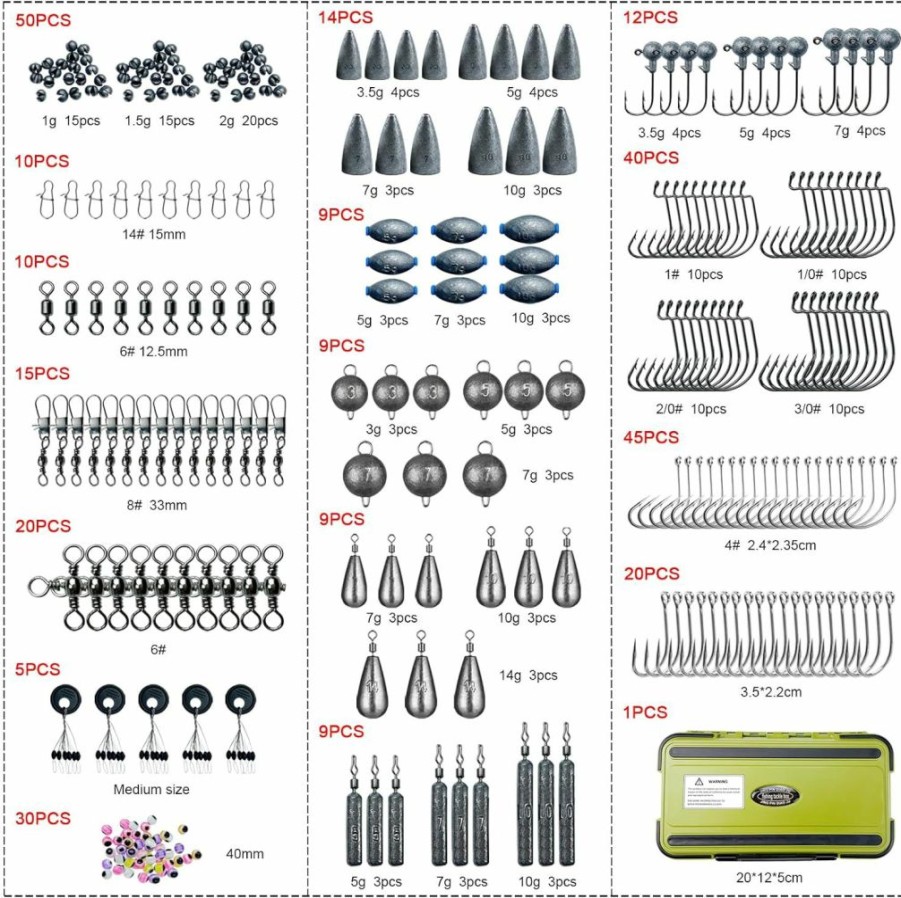 FREE FISHER | Free Fisher 306Pcs Fishing Lure Accessories Kit Including Fishing Hooks, Fishing Sinkers Weights, Fishing Rubber Bobber, Jigs,Fishing Beads, Fishing Swivels Snaps, Fishing Gear Kit With Tackle Box