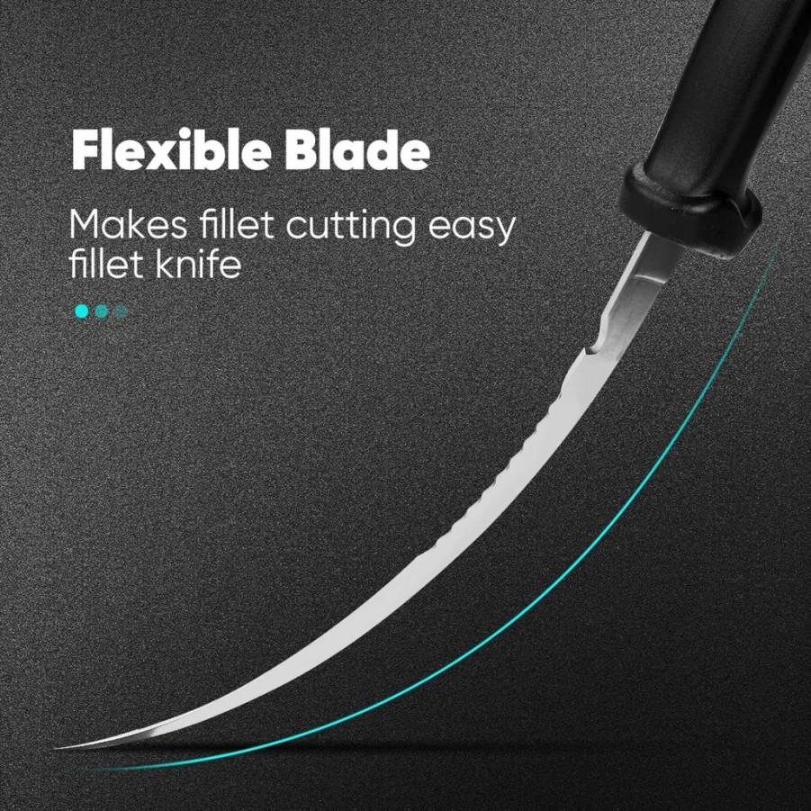 BszykzDXI | Bszykzdxi Fishing Fillet Knifes, 7 Inch Flex Filet Knife With Non-Slip Grip Handle, Full Tang Sharp G4116 Steel Non-Stick Blade For Outdoor Fishing Tool Set