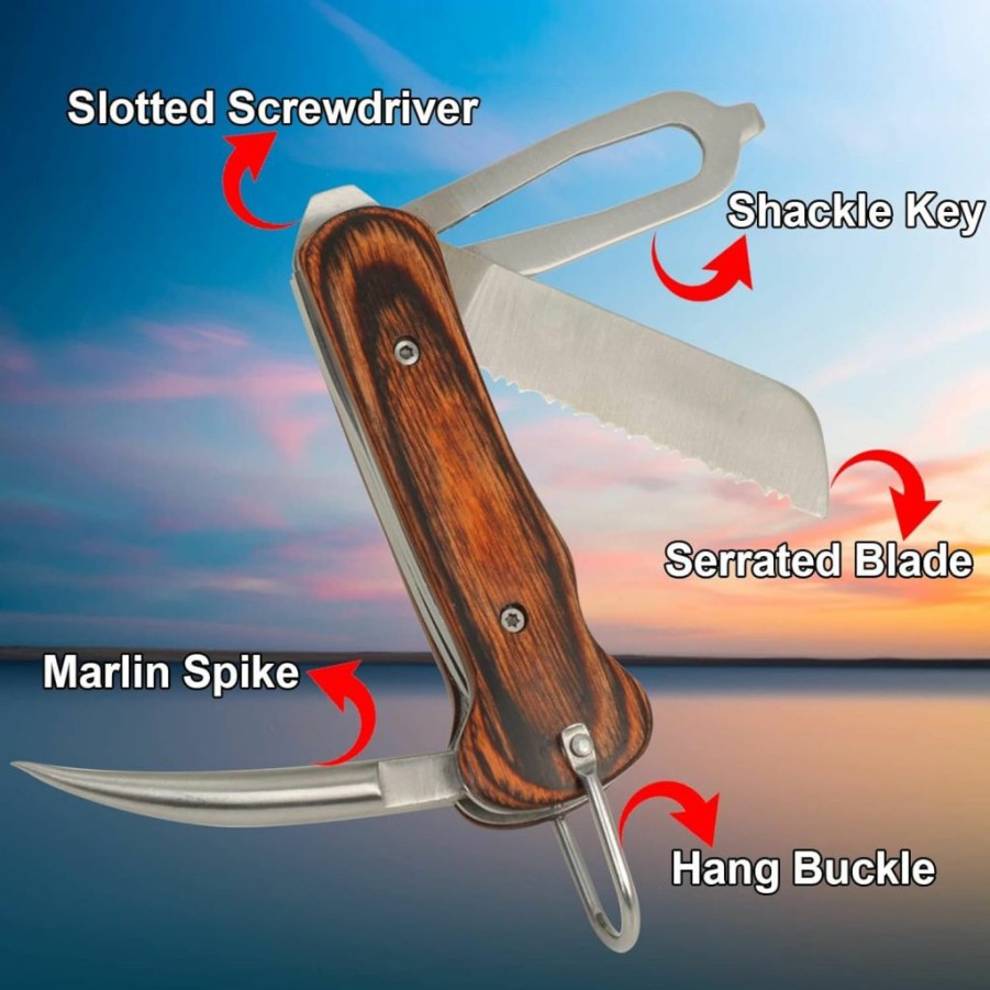 DULEES | Dulees Marlin Spike Rigging Knife, Multipurpose Sailing Knife Sailor Knife Boat Knife Matching Belt Pocket Sheath, Marlinspike Knotting Tool For Boating Fishing Sailboats.