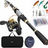 Gonex | Fishing Rod And Reel Combo Telescopic Pole Set With Fishing Line, Fishing Lures Kit And Carrier Bag For Sea Saltwater Freshwater, 6/7/8/9 Feet