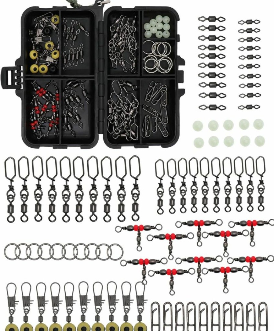 SUPERTHEO | Supertheo Fishing Accessories Kit With Hooks Bass Casting Sinkers Fishing Swivels Snaps Sinker Slides Fishing Line Beads Fishing Set With Tackle Box Lanyard