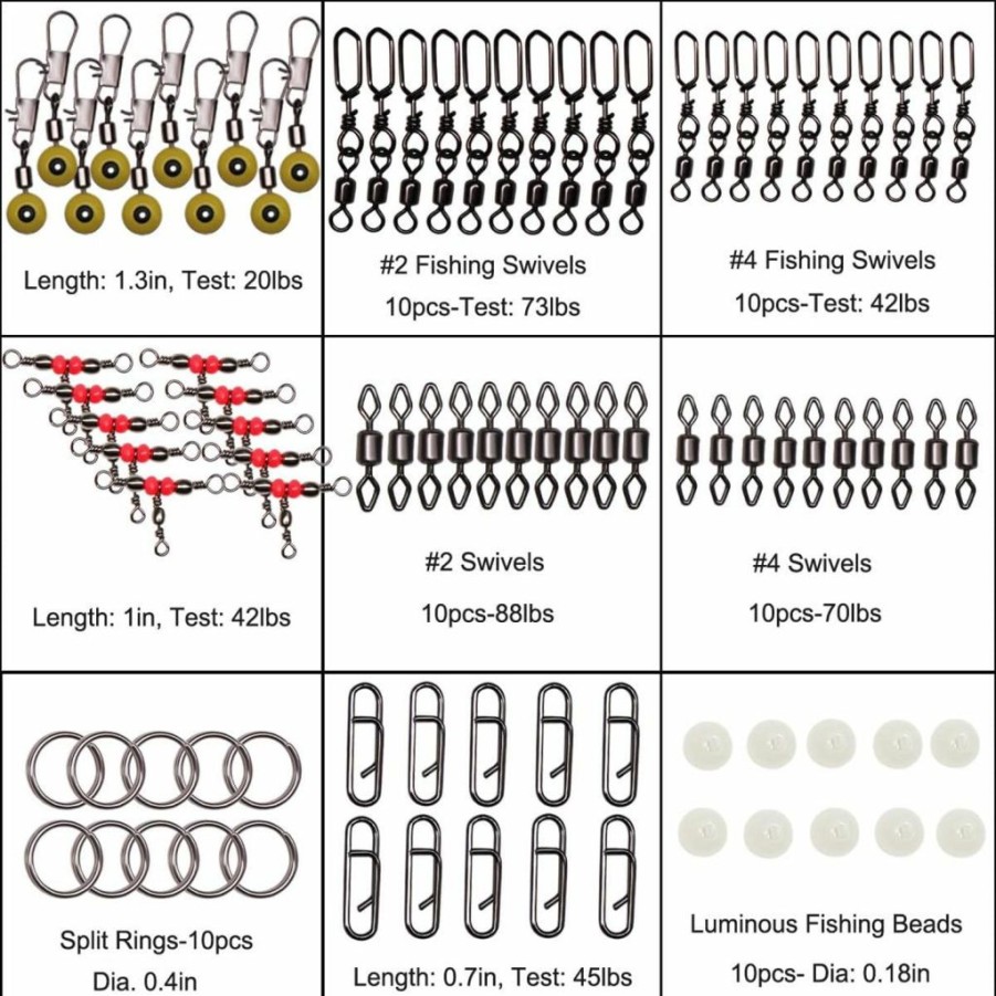 SUPERTHEO | Supertheo Fishing Accessories Kit With Hooks Bass Casting Sinkers Fishing Swivels Snaps Sinker Slides Fishing Line Beads Fishing Set With Tackle Box Lanyard