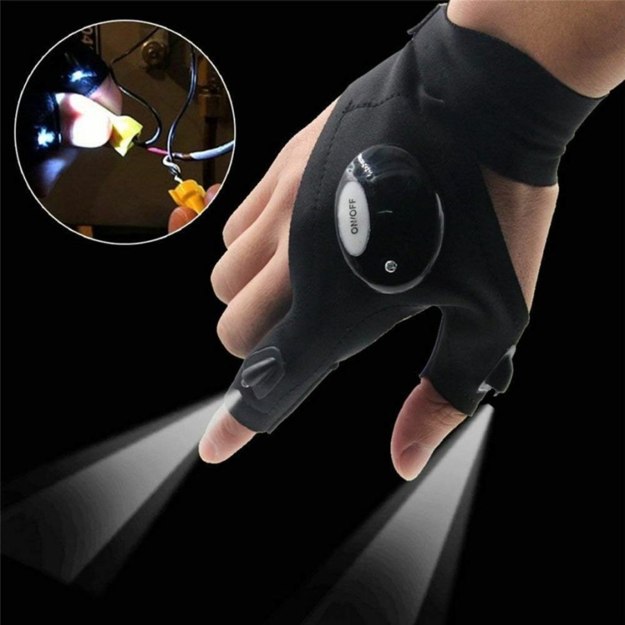 Wellfun | Wellfun 3 Pair Fingerless Led Flashlight Gloves,Stocking Stuffers Gifts For Men/Women Tool Gadgets Gifts Flashlight Cycling Great For Repairing, Working, Fishing, Camping, Hiking