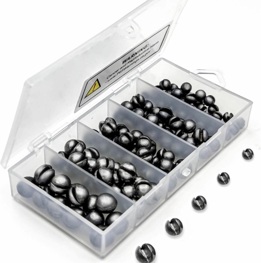 SANWEAL | 120Pcs Fishing Weights Sinkers, Sanweal Premium Split Shot Fishing Weights Sinkers, Round Removable Fishing Sinkers, 5 Sizes, Including 18/1000Oz, 7/200Oz, 1/20Oz, 7/100Oz, 18/20Oz(Large)